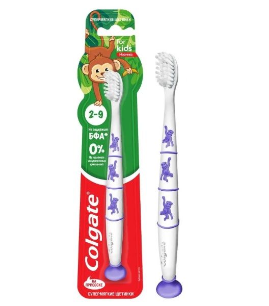 Изображение товара Зубная щетка Детская с обезьянкой Colgate 2-9 лет Зубная щетка Детская с обезьянкой Colgate 2-9 лет фотография