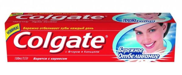 Изображение товара Колгейт зубная паста бережное отбеливание, 100 мл Колгейт зубная паста бережное отбеливание, 100 мл фотография