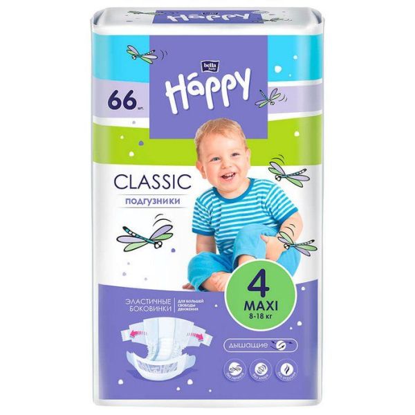 Изображение товара Подгузники Bella Happy Classic Макси 8-18кг 66шт Подгузники Bella Happy Classic Макси 8-18кг 66шт фотография